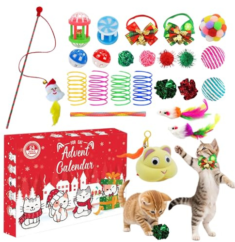 Ylnailky Katzen Spielzeug Adventskalender 2025 Weihnachtscountdown, Weihnachts Adventskalender Für Katzenkätzchen Spielzeug, Festliche Geschenkideen Für Frauen Teens Erwachsene Freunde Kitten
