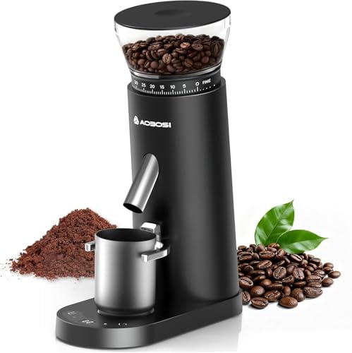 AAOBOSI Macinacaffè senza fili, ricaricabile con 60 impostazioni di macinatura e antistatico, timer digitale touchscreen, macinino elettrico portatile per espresso, versare, caffettiera, stampa