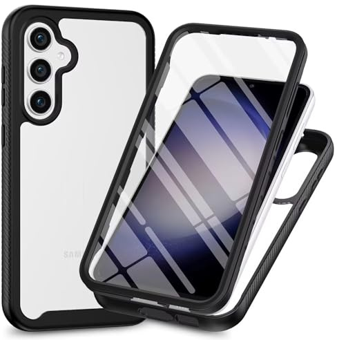 Bnvdfre für Samsung Galaxy S25 FE 5G Hülle mit eingebautem Displayschutz Stoßfest Schutzhülle 360 Grad vollschutz Rugged Schutzhülle TPU Case Handyhülle für Samsung S25 FE - Schwarz
