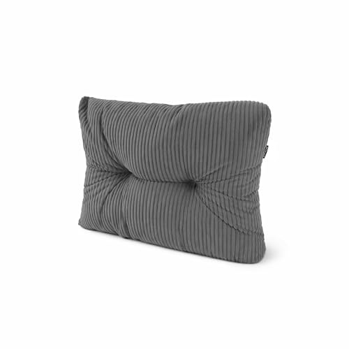 POKAR Palettenkissen Seitenkissen 60x40x12 cm aus Cordstoff | Gestepptes Eckkissen für Palettensofa | Loungekissen für Europalettenmöbel und Gartenmöbel | Oeko-TEX | Made in EU | Dunkelgrau
