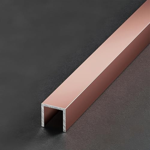 Coayuou Bordure Carrelage Rail Aluminium en U 100cm* 3 Pièces Profil Finition Barre Metallique Design Élégant pour Finitions Précises Et Professionnelles, Résistant À L'Humidité(Rose Gold,10 * 20mm)