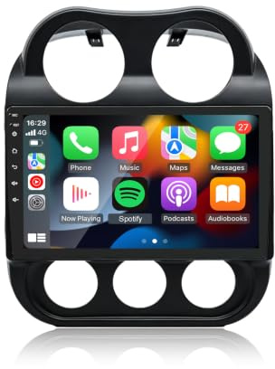 EZoneTronics Android Autoradio für Jeep Compass Patriot 2010-2015 | Wireless CarPlay & Android Auto,10 Zoll Touchscreen Autoradio Bluetooth mit GPS Navi, SWC, Mirror Link,FM/RDS , WLAN