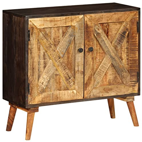 LKJVFCPW Sideboard aus massivem Mangoholz - Kommode mit Stauraum, 85 x 30 x 75 cm, Rustikales Design für Wohnzimmer und Flur