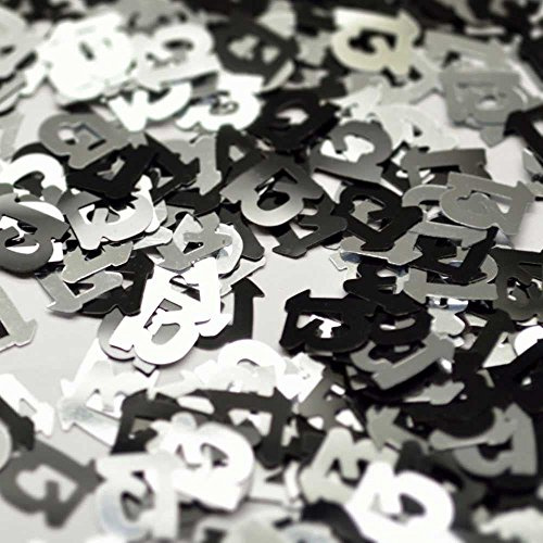 13th Birthday Confetti 14g - Black & Silver Metallic Foil Table Scatter Sprinkles, Number 13 Party Decorations for Birthday Tables, Cards, Invitations, Gift Bags and Celebration Décor