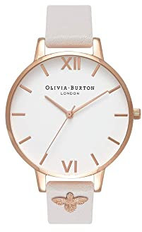 Olivia Burton Analog Quarzuhr für Damen mit Rötliches Lederarmband - OB16ES02