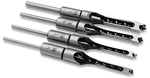 NUZAMAS HSS - Juego de 4 cinceles de mortaja, brocas cuadradas para carpintería, sierra perforadora para madera con taladro helicoidal (1/10.2 cm, 5/40.6 cm, 3/20.3 cm, 1/5.1 cm)