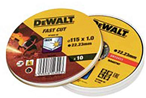 DEWALT DISCO HIGH PERFORMANCE TAGLIO INOX - PIATTO - IN SCATOLA DI METALLO - 115mm 1mm - Confezione da 10 pezzi, DT3506-QZ