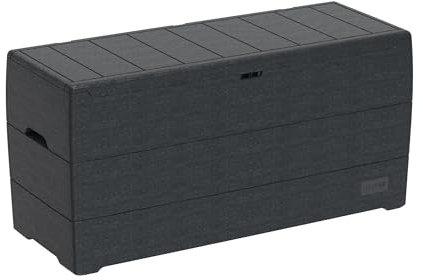 Caja de almacenamiento Duramax Cedargrain Durabox de 270 litros/71 galones, organizador de muebles de jardín, caja de cojines de plástico, caja de patio, gris oscuro