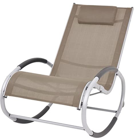 vidaXL Silla Mecedora de Jardín Sillon Hamaca de Patio Balancín de Porche Asiento Balanceo Terrazade Textilene Grios Topo Taupe