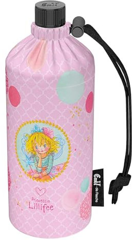 Emil Trinkflasche aus Glas für Mädchen & Jungen isolierte Glasflasche für Schule, Freizeit, Sport: Kinder & Eltern Prinzessin Lillifee© (0,4l)