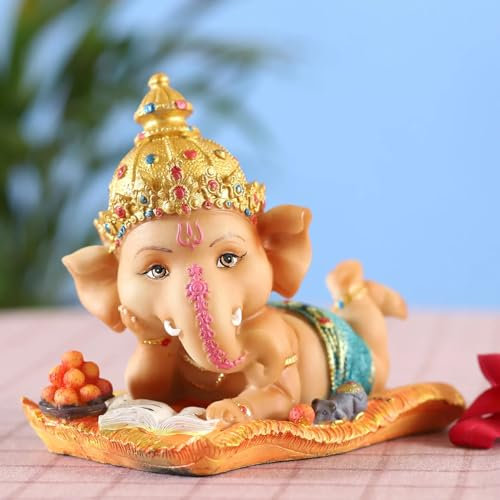 TIED RIBBONS Ganesh-Statue für Zuhause | Harz, 12,7 cm | Handgefertigte Hindu-Dekor-Figur, Ganesha-Statuen zur Bürodekoration | Diwali-Dekorationen für das Haus | Ganesh-Dekorationen für Zuhause