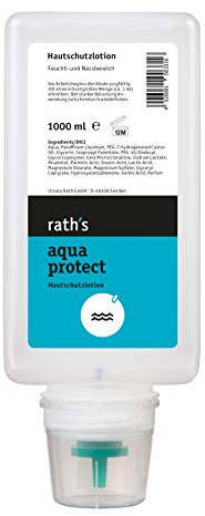 rath's aqua protect wasserfeste Hautschutzlotion, 1-Liter-Softflasche | Schützt vor schrumpeligen Händen, bei Wasser oder Feuchtigkeit, Hautbelastungsschutz