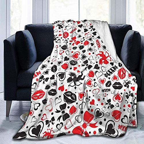 Decke Wohn Kuscheldecken Valentinstag Amor Und Süßigkeiten Werfen Sie Schlafzimmer/Sofa/Wohnzimmer Couch Warm Travel Super Fluffy Solid Bettdecke Für Kinder Erwachsene Die Ganze Saison-80X60 Inch