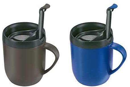 Zyliss Hot Mug Cafetiere - 2 x Plastic/Silicone Travel Mug Bundle | Grey/Blue | Dishwasher Safe | 5 Year Guarantee