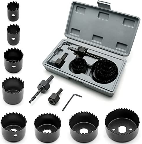 Jersvimc 11-teiliges Lochsägen-Set mit Spanndorn, Sechskant, 1,9 cm - 6,3 cm Lochschneider-Set, Rundlochbohrer-Set für Holz, Kunststoff, Trockenbau, PVC, Mais
