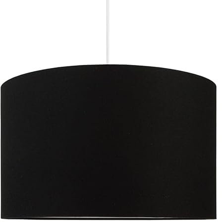 youngDECO® Schwarze Hängeleuchte 2xE27, Hängelampe aus Baumwollstoff Ø38cm, Extra Lichtdiffusor, Pendelleuchte für Kinderzimmer und Babyzimmer, Hergestellt in der EU