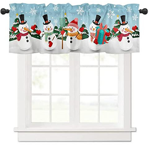 SMYORR Scheibengardine Moderne Bistrogardine ​zu Weihnachten Dekoration Fenster Küche Kurz Gardine Weihnachtsgardine / 2 PCS / H55xW145cm