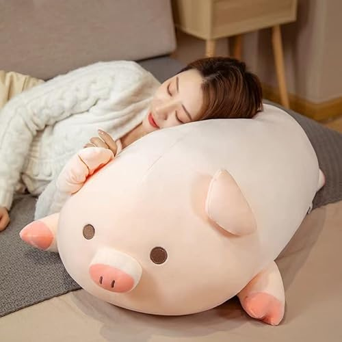 Schweine-Stofftier, 50 cm, Kawaii-Plüschschwein, niedliches Kissen, Plüschkissen, Umarmungskissen für Kinder, fette, weich, gefülltes Schwein, Plüschtier für Mädchen und Jungen (rundes Auge)