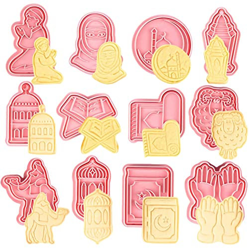 12 Stück Muslimischen Cookie Cutter Eid Mubarak Ausstechformen Ramadan Islamischen DIY Fondant Kuchen Backwerkzeuge Keksform für Kinder Keksformen Kuchen Backen Form