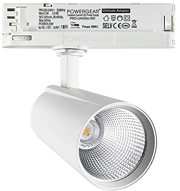 LED Schienenstrahler 20 Watt 3-Phasen 4-adrig dreh- und schwenkbar Schienenleuchte 4000K Naturweiß 2000lm Aluminium Deckenleuchte für Innenbeleuchtung Schienensystem