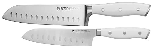HENCKELS Forged Accent Razor-Sharp 2-pc Santoku Knife Set, White Handle, German Engineered Informed by 100+ Years of Mastery