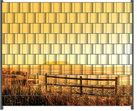 Wallario Zaun Sichtschutz Windschutz für EIN- und Doppelstabmattenzäune in der Größe Breite 2,50m x Höhe 2,00m, Motiv: Strand in Südafrika I - Himmel in orange
