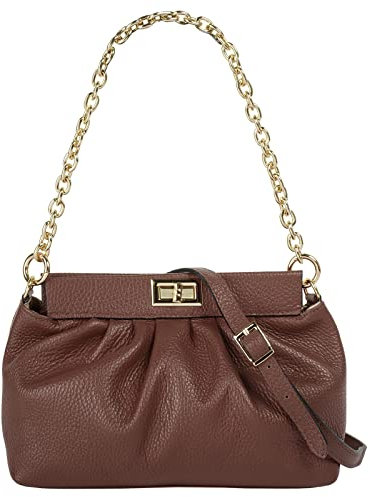 Cluty Umhängetasche echt Leder Damen | Made in Italy | Elegante 2in1 Clutch | Wandelbare Handtasche mit Schulterriemen | 021410