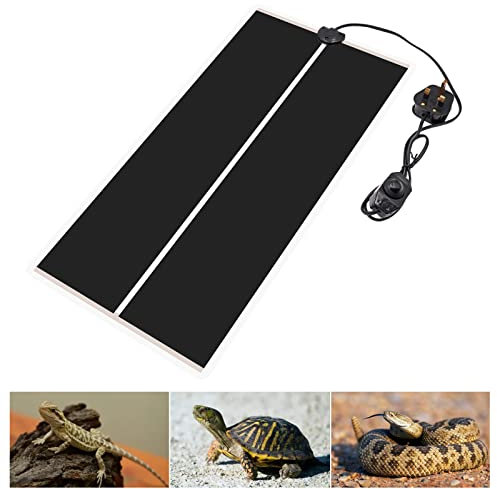 MUYIRTED 28W Reptile Heat Mats with Thermostat Snail Heat Pads, Adjustable Terrarium Heat Mats, Versatile Heating Mat for Tortoise Gecko Snake Lizard Spider - 53x 28cm (UK Plug)