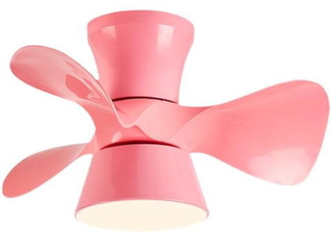 Ventilateur de Plafond avec Lampe Silencieux LED Dimmable Rose Luminaire Ventilateur DC Reversible 6 Vitesses Timer Petit plafonnier Ventilateur pour Le Salon Des Enfants