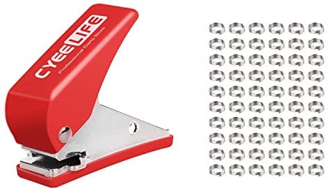 CyeeLife Dart Flight locher+100stück Shaft O Ringe aus Metall,Dart Flights zubehör,Weiß/Schwarz/Blau/Rot