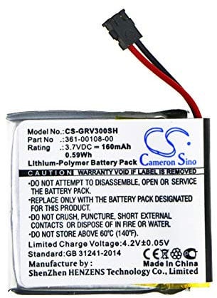 3.7V 160mAh / 0.59Wh Smartwatch Battery, Replacement Battery Compatible with Garmin Vivoactive 3, Vivoactive 3 Music, Part No. 361-00108-00 361-00108-01Smartwatch Battery
