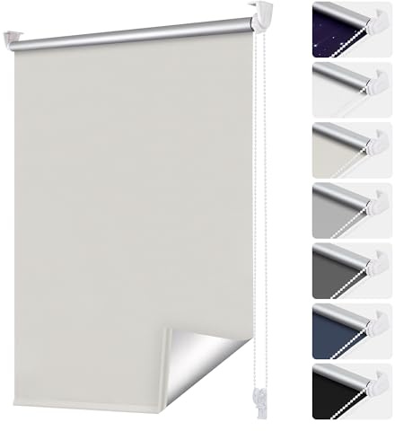 smartdemo Verdunklungsrollo ohne Bohren & mit Bohren, Klemmrollo Fensterrollo Creme B75 x H120cm (Stoffbreite75cm), Thermorollo Sichtschutz und Sonnenchutz, Klemmrollo rollos für Fenster & Tür
