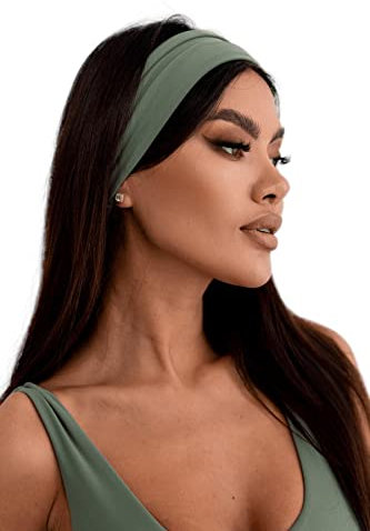 BODYA.EU Stirnband Damen Breite Elastische Weiche Haarband Haarreifen Banda Nero Schwarz (Grün, Einheitsgröße)