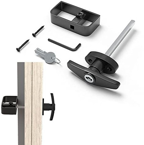 Serratura per maniglia della porta, in lega di zinco, serratura girevole in legno, serratura a T con maniglia e chiave per ingresso, passaggio e bagno
