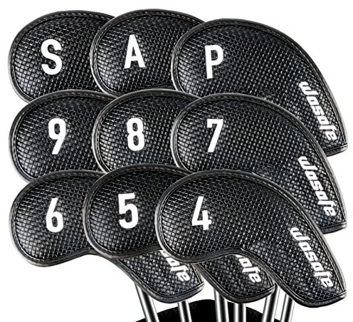 Rianpesn Golfschläger-Kopfbedeckung, 9 Stück PU-Leder-Schlägerkopfhüllen für Golfschläger, Kratzfeste Schlägerkopfhülle mit Nummerndruck, passend für alle Mar Taylormade Cobra