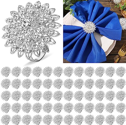 Geiserailie Blumen-Serviettenringe aus Legierung, florale Strassstein-Serviettenringe, Kristall-Strass-Serviettenringe, Halter für Hochzeit, Geburtstag, Weihnachten, Abendessen, Party, Zuhause,