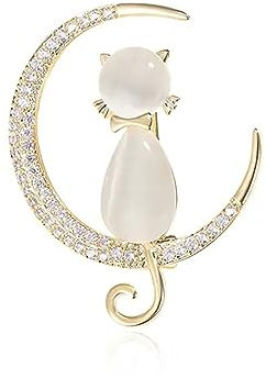 YAHOYA Élégant Strass Mode Chat Broche Mignonne pour Femmes Accessoires Anti-éblouissement de Luxe Broches Opale Vêtements Épingles de fête de Mariage