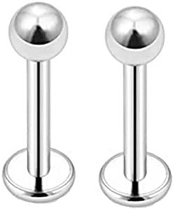 Epinki Schmuck 2 Stücke Stecker Piercing Ohr, Silber Bauchnabel Piercing Stecker 1.2mm Stabstärke Barbell Stud aus Edelstahl, Piercing Körperschmuck für Damen,