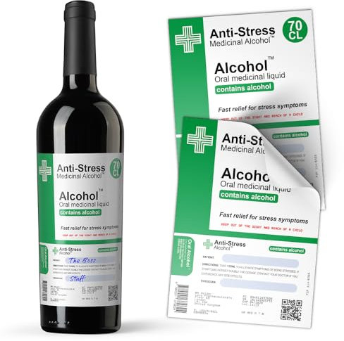 Anti-Stress Alcohol Wine & Spirit Bottle Stickers Prescrition Drink Lables | Funny Novelty Joke Gift (1)