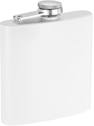 sourcing map Hip Flask for Liquor 6oz 170ml Stainless Steel Leak Proof Drinking Flask for Camping Hiking Outdoor Activity, White