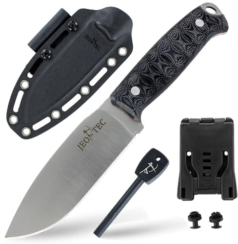 JEO-TEC Nº3 Cuchillo de Bushcraft Supervivencia Campo Monte Caza y Pesca - MoVa 58 - Funda Kydex - Hecho en España