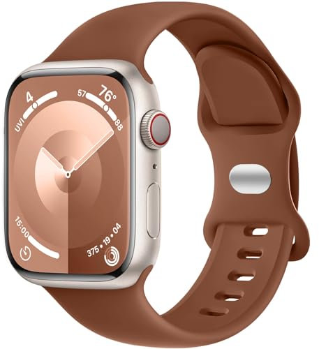 Charlam Compatibile con Cinturino Apple Watch 44mm 42mm 45mm 49mm per Donna Uomo, Cinturini in Silicone Sportivo Compatibile con iWatch SE Series 9 8 7 6 5 4 3 2 1, 42mm/44mm/45mm/49mm, Marrone