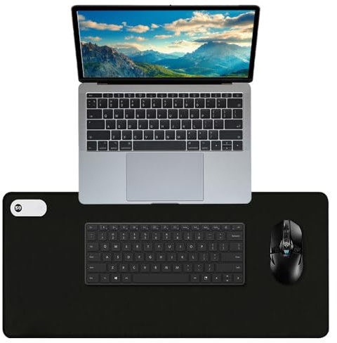 XPJBKC Heated Desk Mat, 80 x 33 cm, Black, Faux Leather, HEATED_DESK_MAT, Desk Mat, 33 x 80 cm, Black