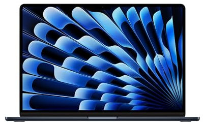 Apple laptop MacBook Air 15 con chip M3 (2024): display Liquid Retina 15,3, memoria unificata 8GB, archiviazione SSD 256GB, videocamera FaceTime HD 1080p, Touch ID; Mezzanotte