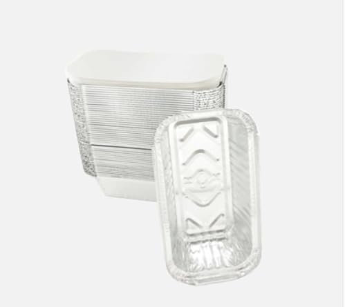 Freshseal Aluminum Foil Food Storage Containers with Heat-Resistant Lids - 50 Pack, No6a. Versatile for microwaving, baking, and more. Use for meal prep, takeaway, roasting, and air frying.