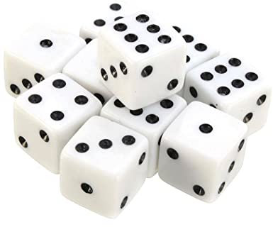 Liummrcy Standard Spielwürfler, 100 Stück 8mm weiße Würfel mit schwarzen Punkten Sechsseitiger Decider Würfelwürfel