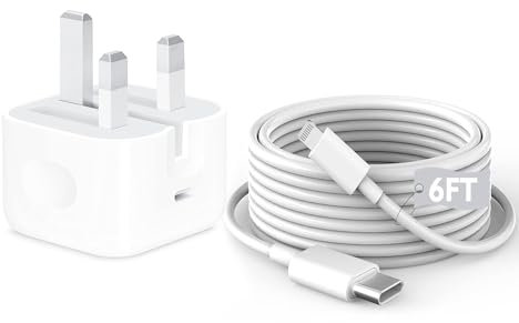 For iPhone Fast Charger【MFi Certifié】for iPhone USB C Fast Charger Plug,20W PD USB-C Power Adapter with 2M/6.6FT Cable for iPhone 14/13/12/11 Pro/Pro Max/XS/XR/X,UK Type C Wall Charging Plug and Cord
