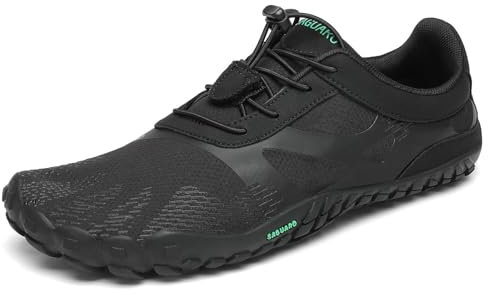 SAGUARO Barfußschuhe Herren Barfussschuhe Damen Barfuss Schuhe Zehenschuhe Outdoor Fitnessschuhe rutschfest Traillaufschuhe Barefoot Shoes mit Zero-Drop Solhe Rosine Schwarz, Gr.48 EU