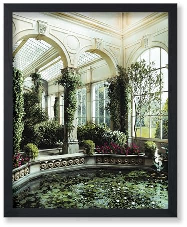 Poster Master Water Lily Pond Poster - Castle Ashby Gardens Print - Orangery Art - Photography Art - Conservatory Art - Floral Art - Botanical Art - Bedroom or Office Decor - 8x10 UNFRAMED Wall Art