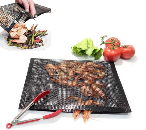 Large BBQ Mesh Grill Bags NonStick Grill Mesh Bag High Temperature Resistant Bag for Electric Gas Charcoal Grill for Charcoal (Large (50 X 35 X 25cm / 19.7 X 13.8 X 9.8in))
